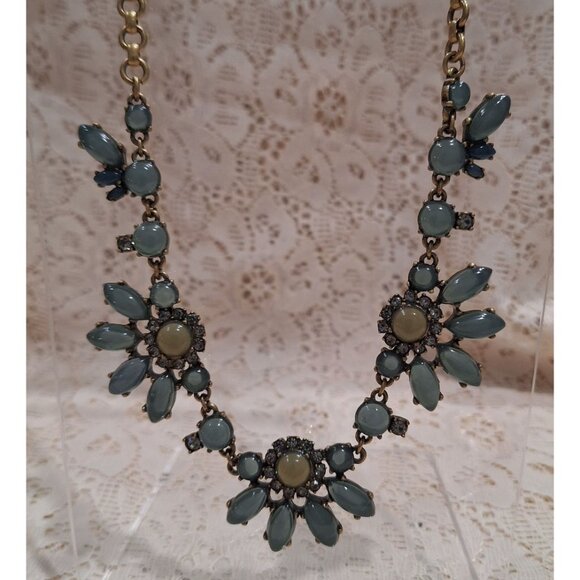 J.Crew Statement Necklace With Blue & Rhinestone Embellishments - Picture 3 of 5